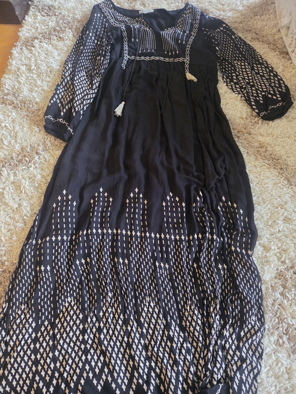 Cost Plus World Market Black Maxi Dress. Tassle needs to be removed and sewn on